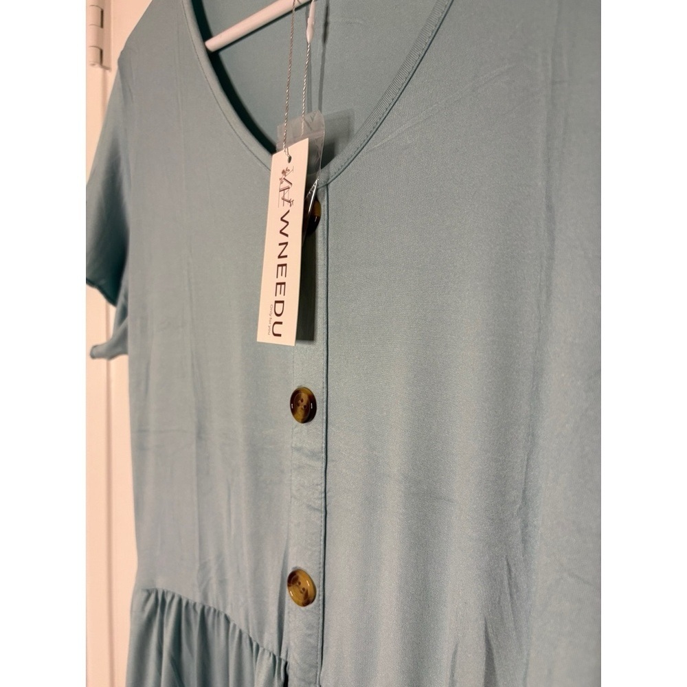 Elegant Blue Button-Down Dress - Picture 3 of 3